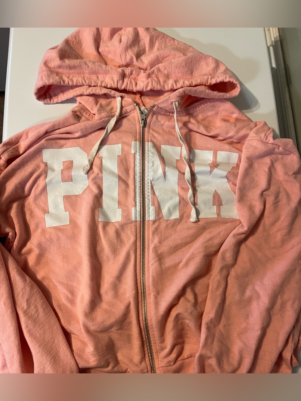 Woman’s PINK Victoria's Secret Coral Pink Hooded Zip-Up Jacket